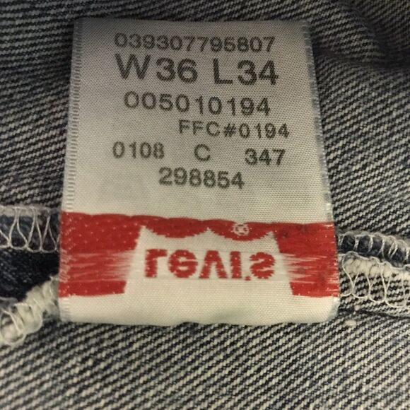 Levi's 501 Blue Straight Leg Denim Jeans Men's size 36x34 Levi Strauss WPL 423 - Picture 7 of 15